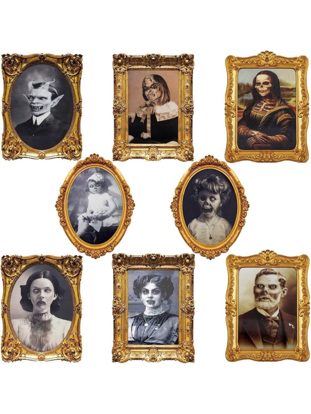 08 Pieces Indoor Haunted Scary Changing Face Pictures Halloween Decorations